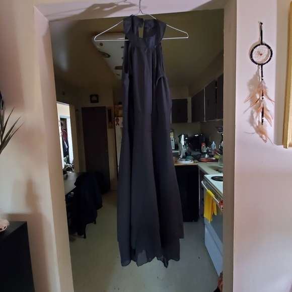 Womens Black Chiffon Dress - Picture 1 of 5